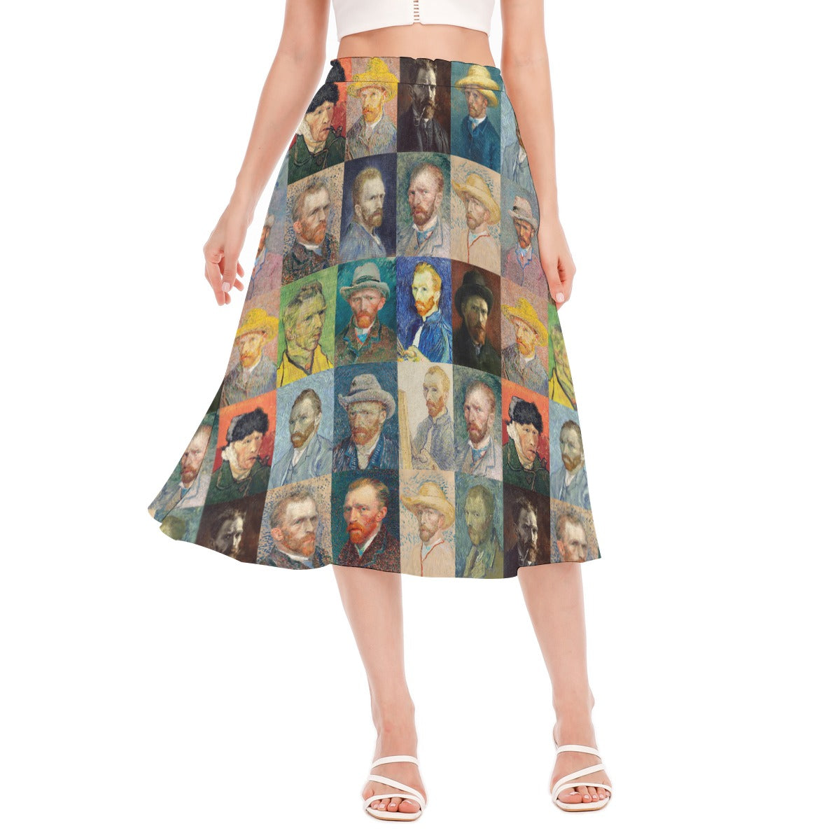 Close-up of Van Gogh's Self-Portraits Chiffon Skirt