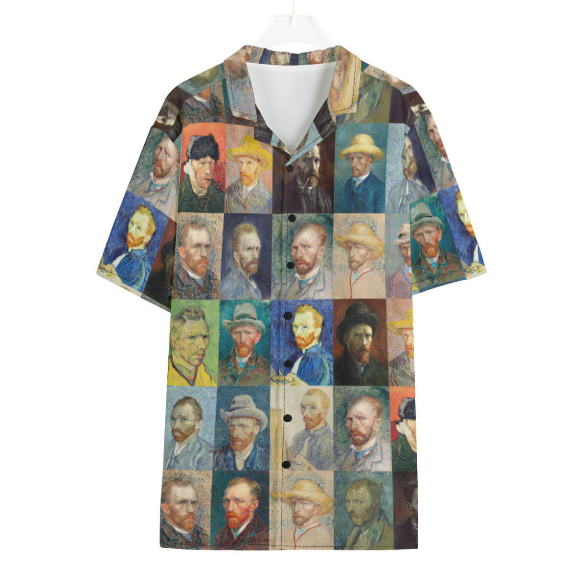 Van Gogh self-portraits Hawaiian shirt with vibrant colors.