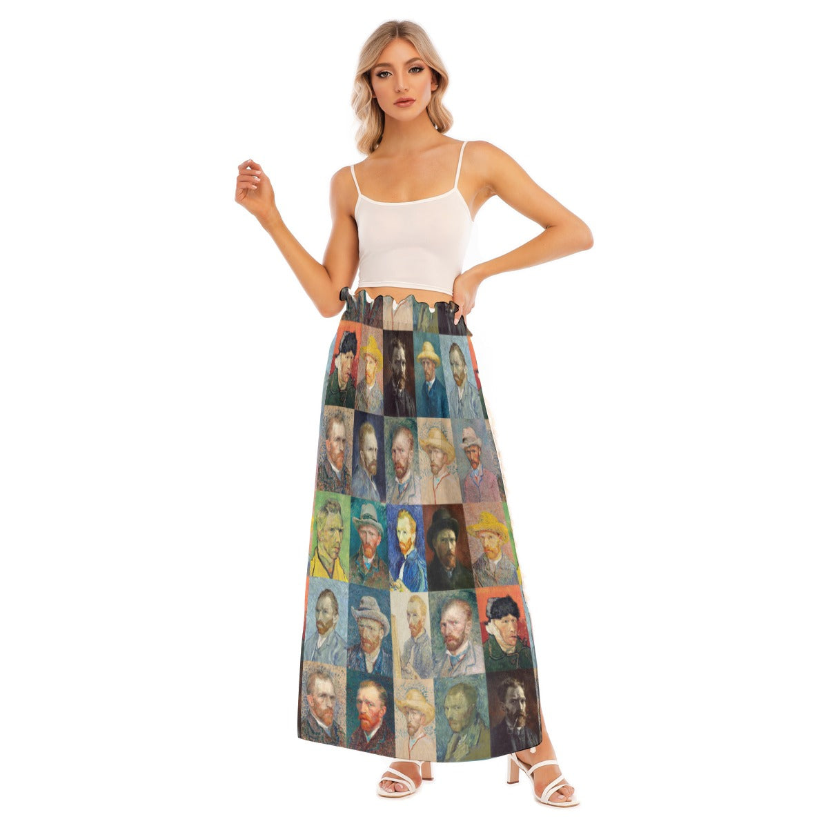 Van Gogh Self-Portrait Side Split Skirt - Front View