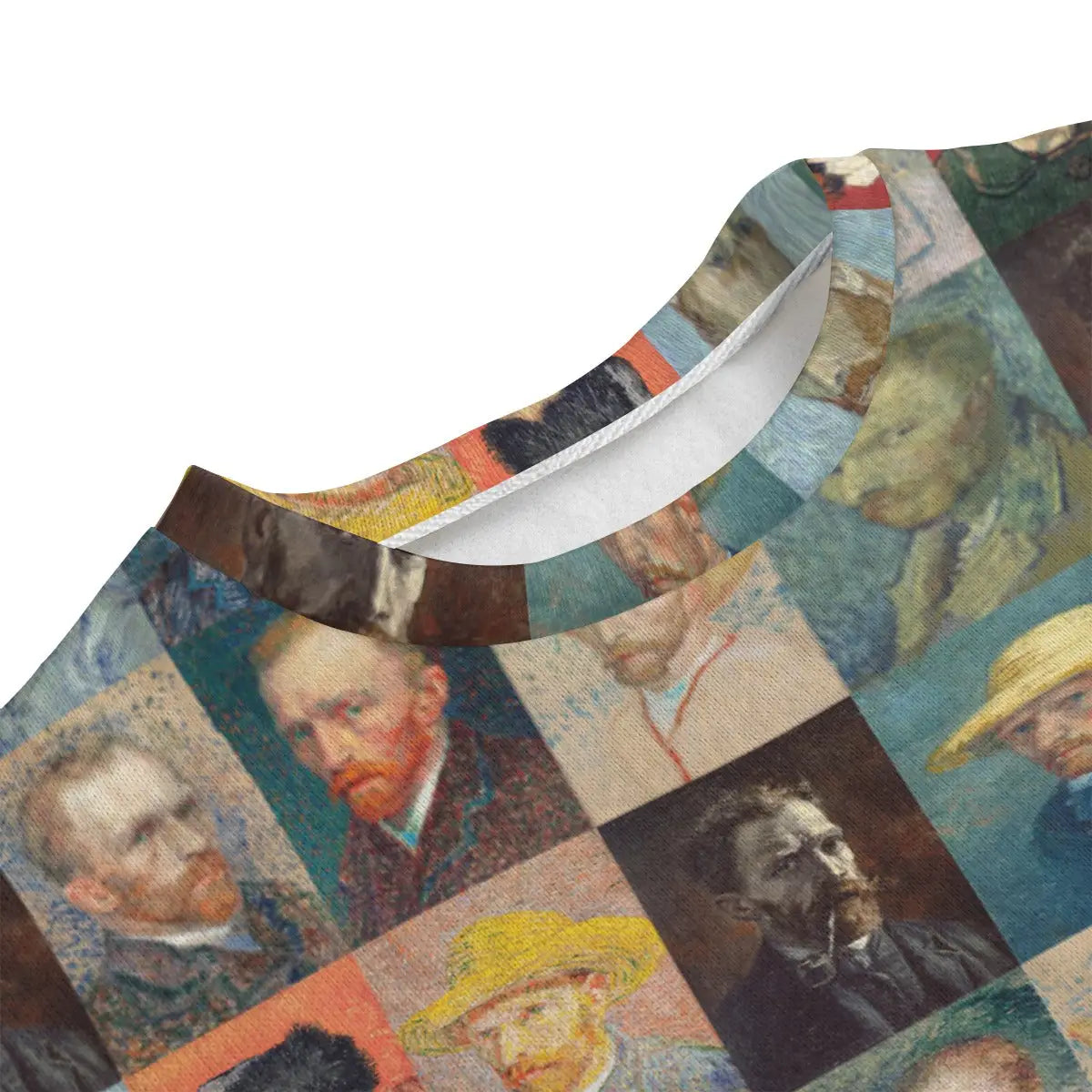 Close-up of Van Gogh self-portrait prints on premium Hacci Fleece fabric