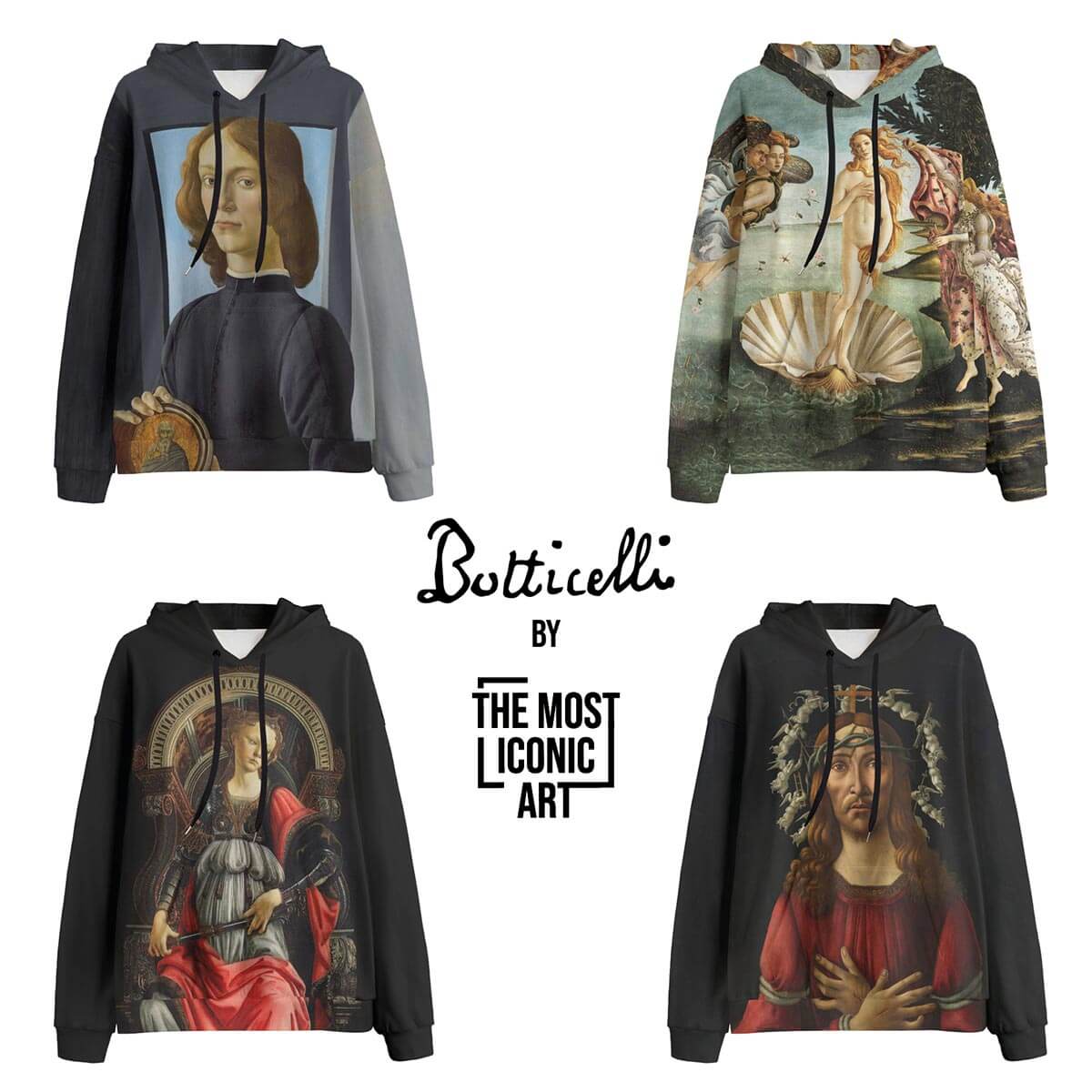 All-over print hoodie featuring Botticelli's 'The Birth of Venus