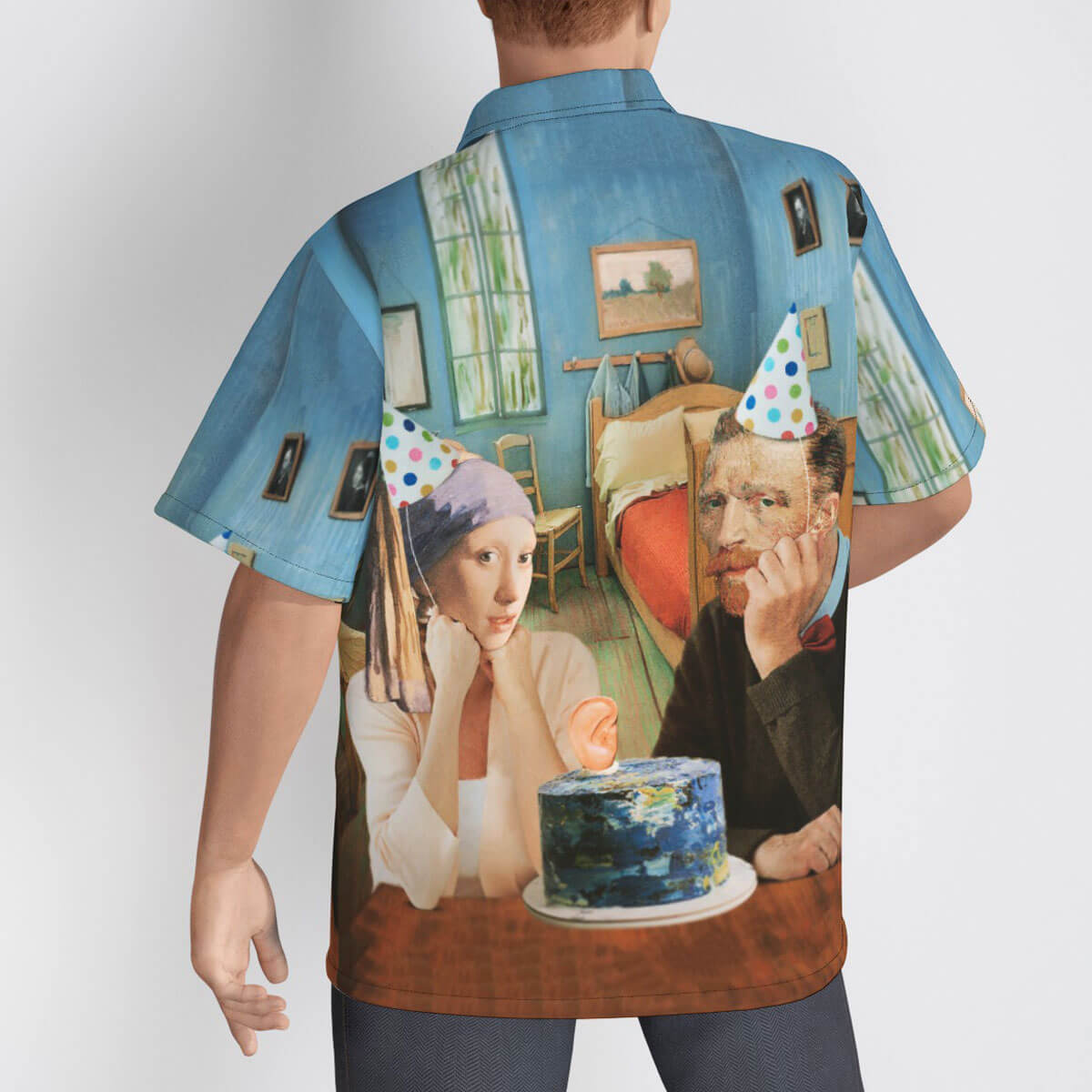 Van Gogh-inspired casual shirt for art and humor enthusiasts