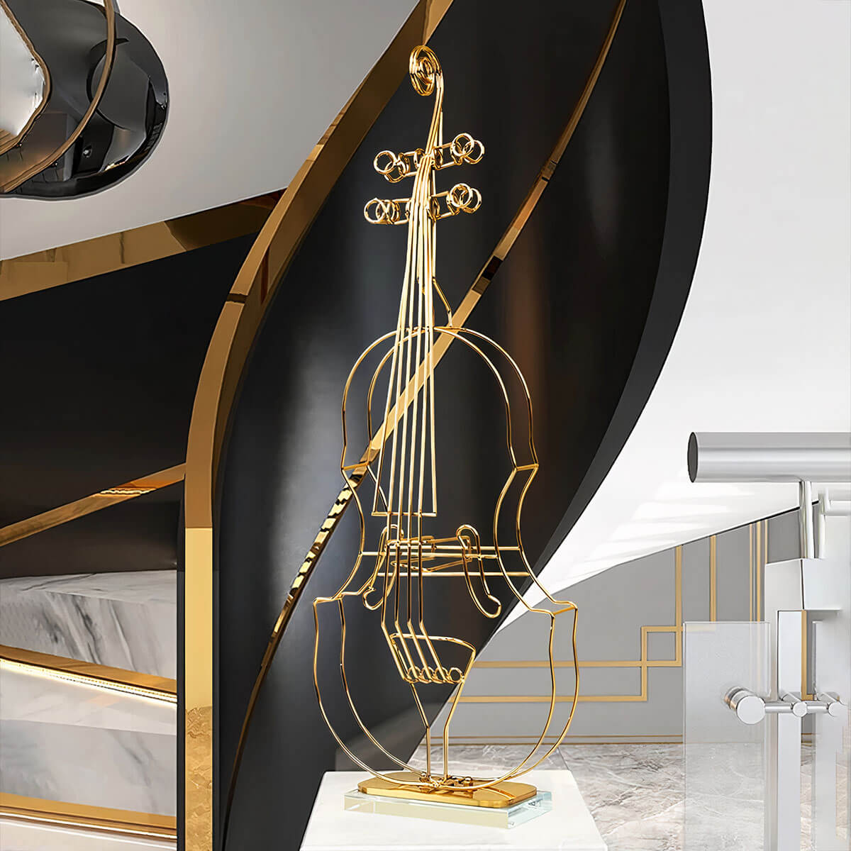 Stylized violin sculpture for home or studio decor