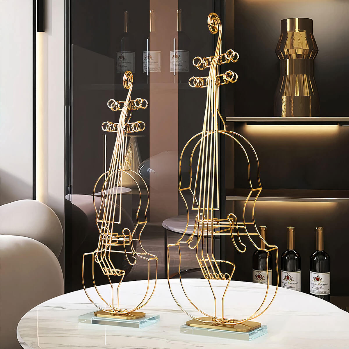 Modern elegant violin sculpture in sleek design