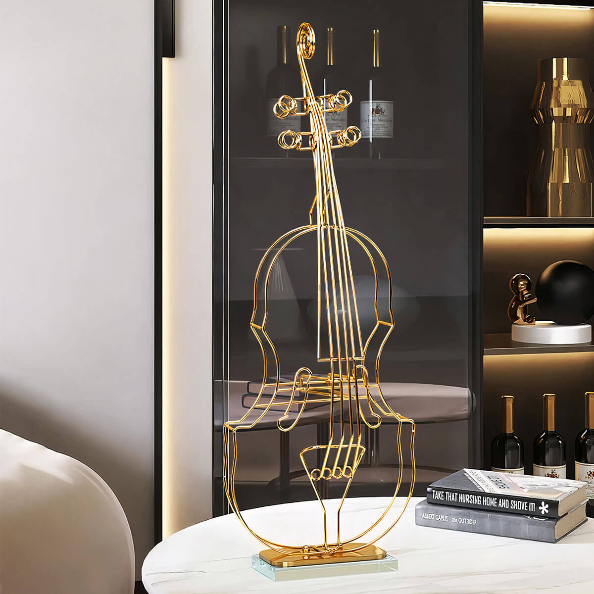 Artistic violin-inspired sculpture in small and large sizes