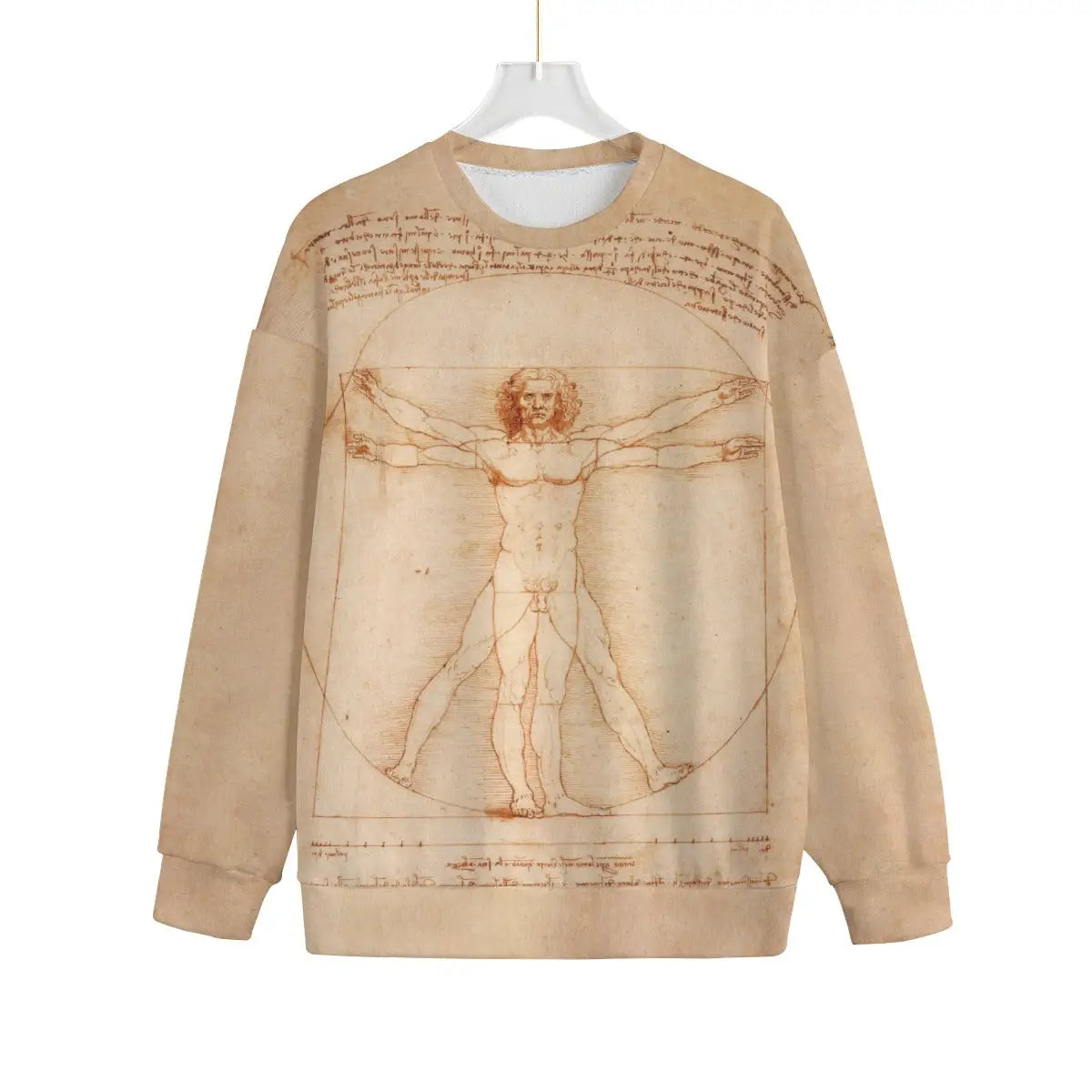 Vitruvian Man by Leonardo Da Vinci Sweater showing full front design on white background