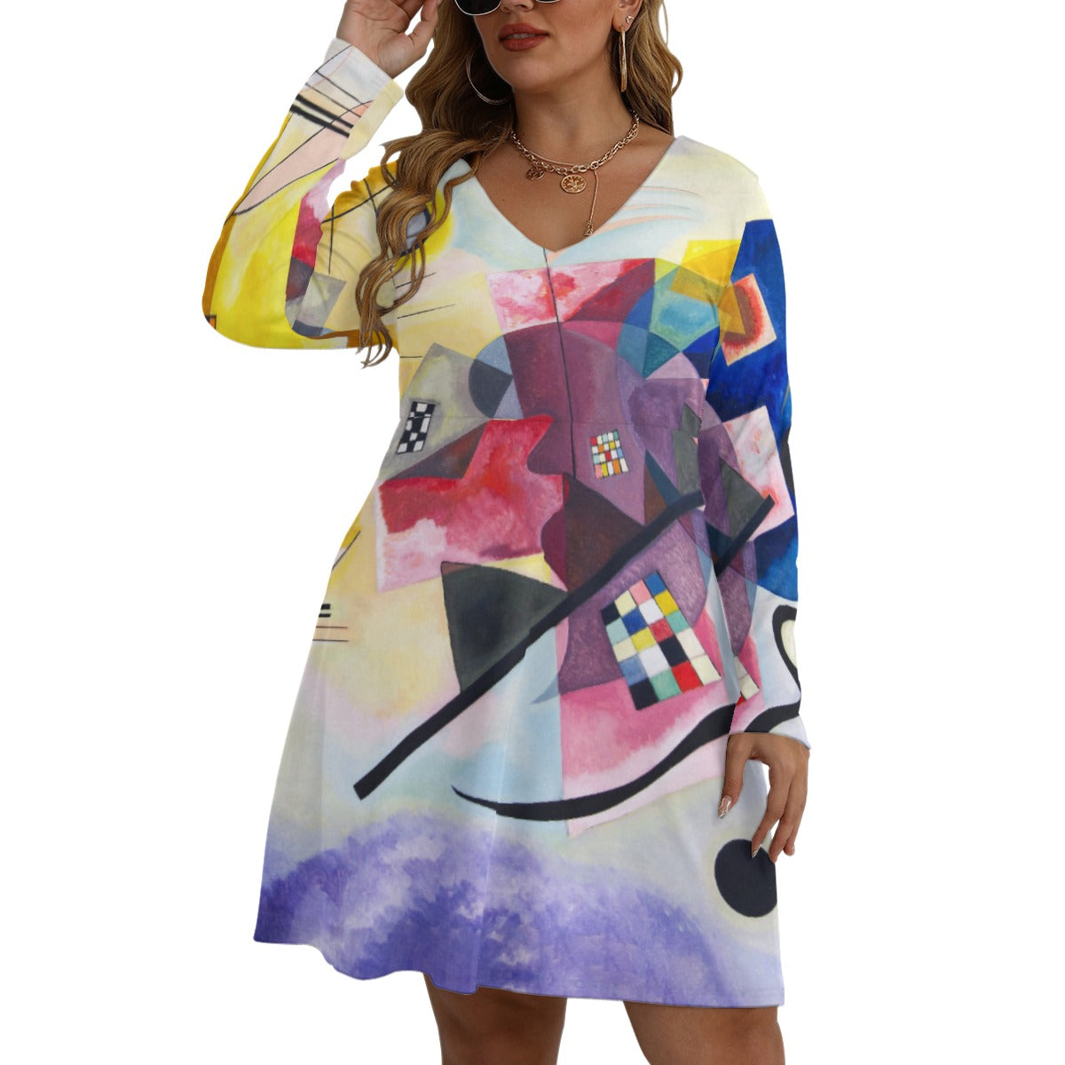 Plus size wearable art with abstract design