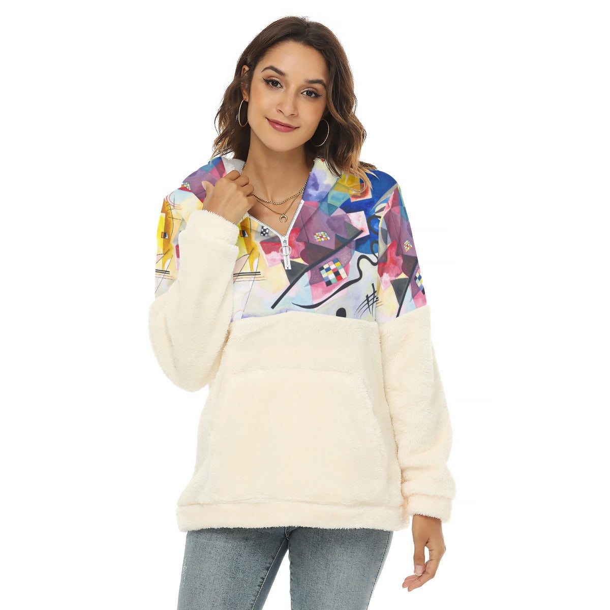 Wassily Kandinsky Yellow-Red-Blue Women's Borg Fleece Hoodie