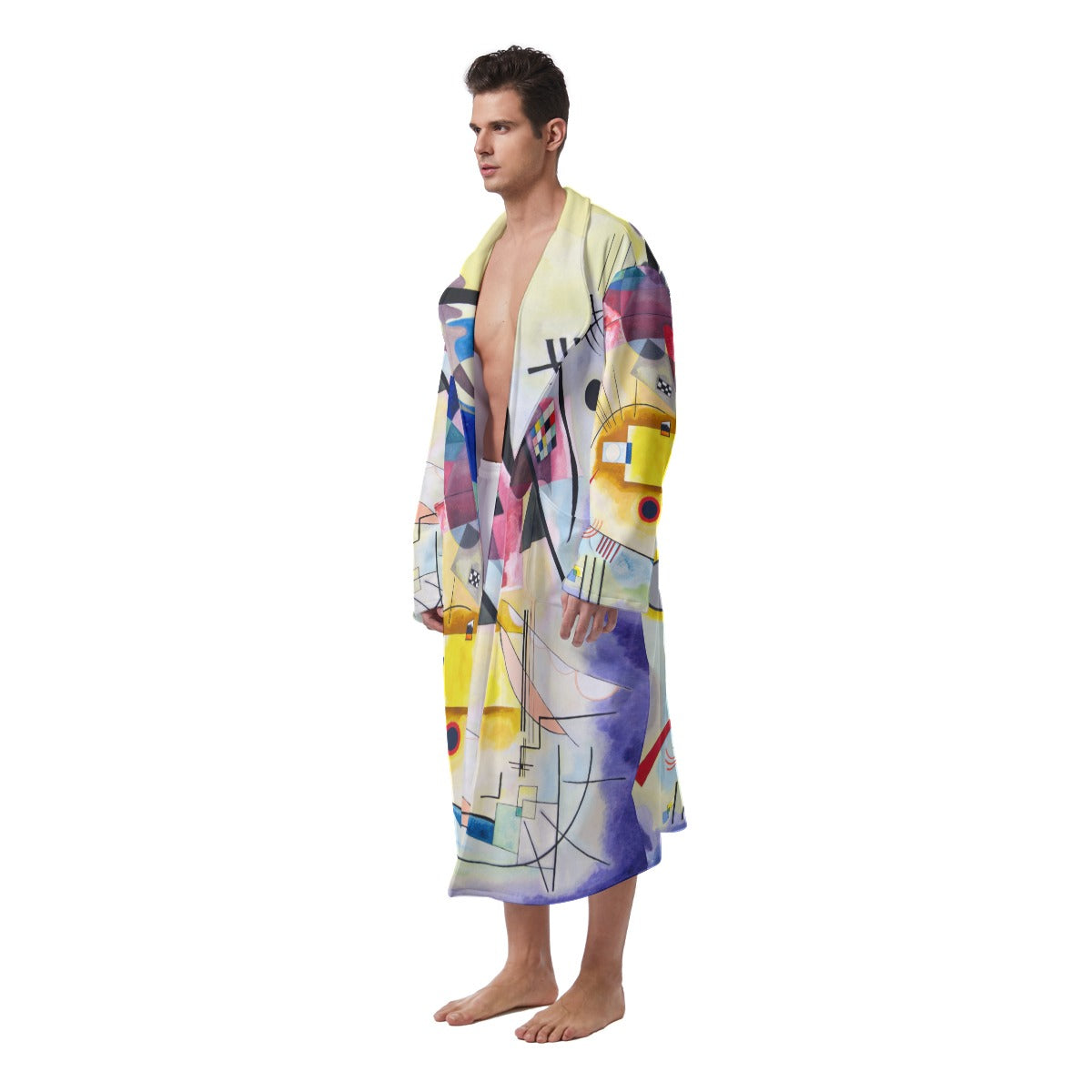 Vibrant Yellow-Red-Blue Artistic Bathrobe