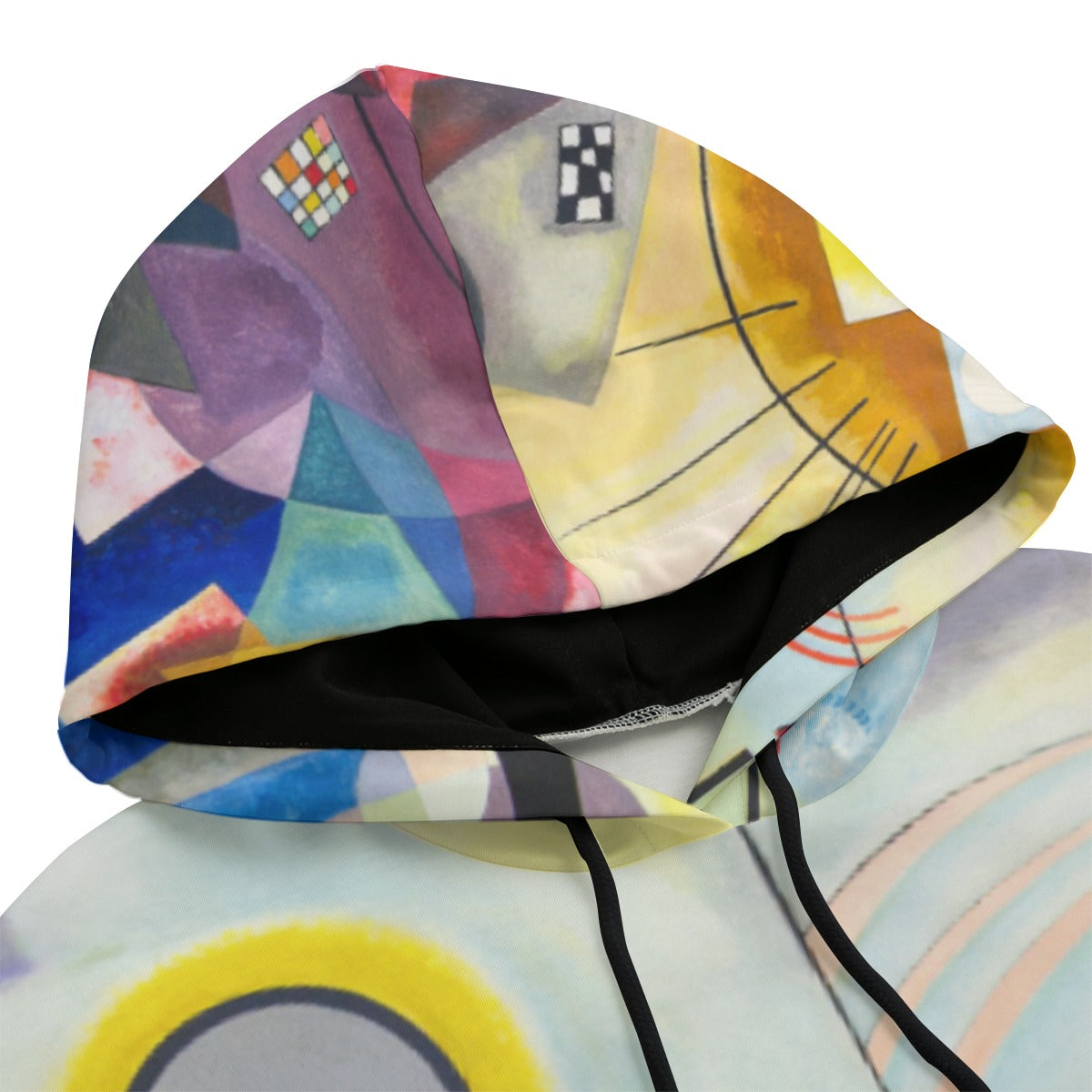 Stylish Long Hooded Sweatshirt with Kandinsky Art