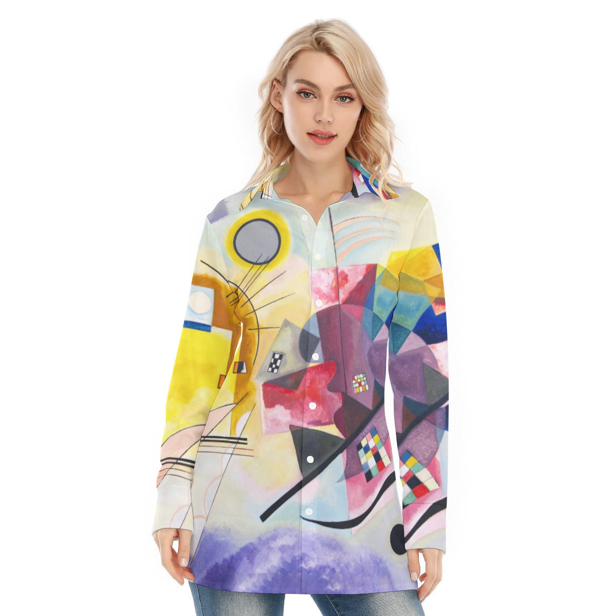 Wassily Kandinsky Yellow-Red-Blue Women's Long Shirt - Front View