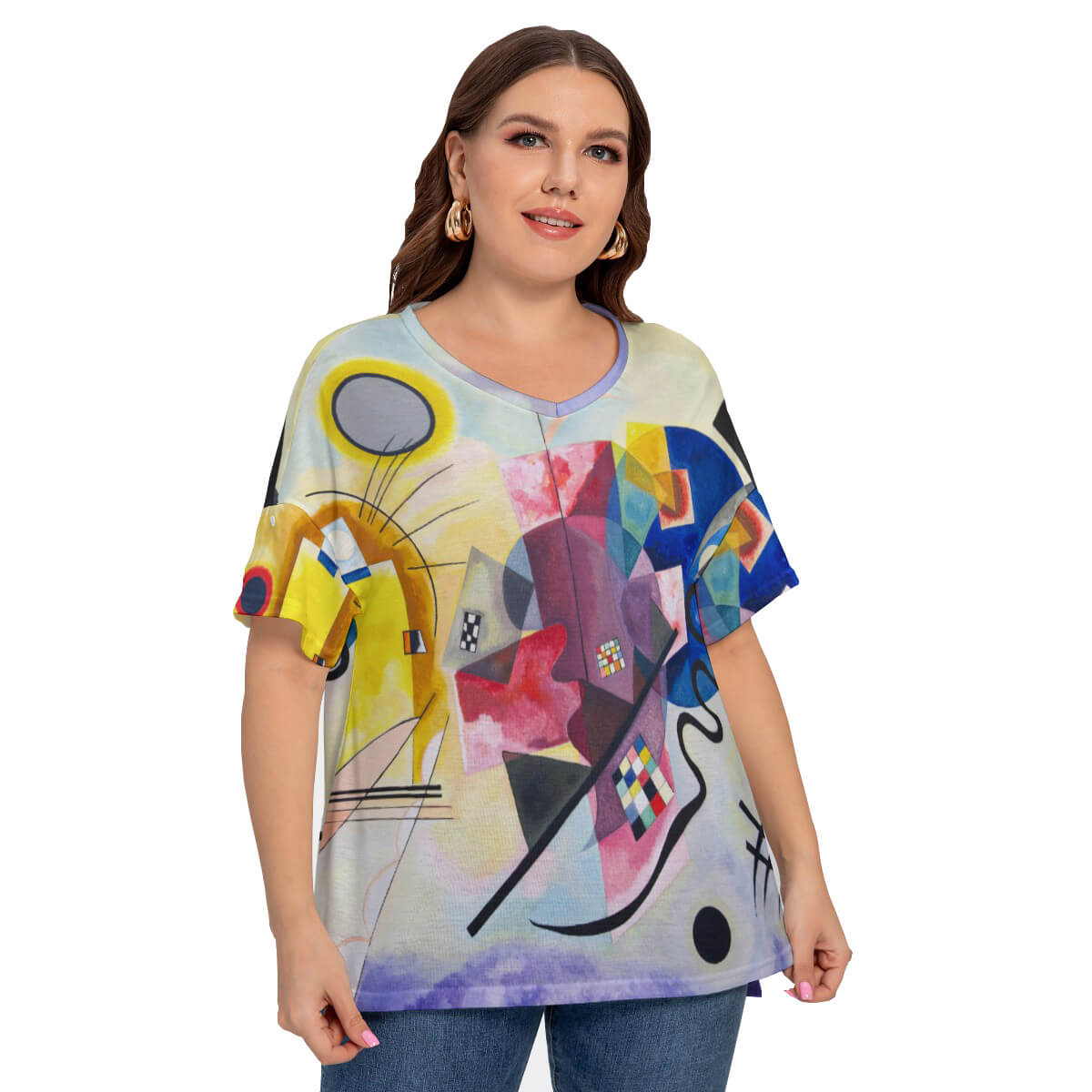 Vibrant Kandinsky-inspired plus size tee