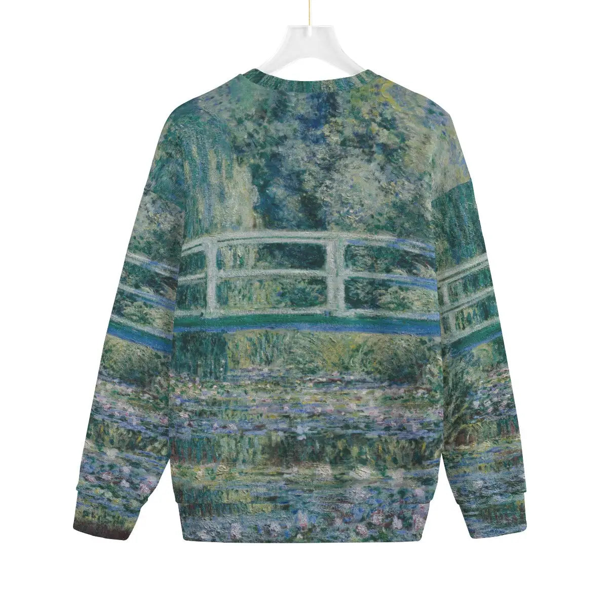 Water Lilies artistic sweater back view showing full art print