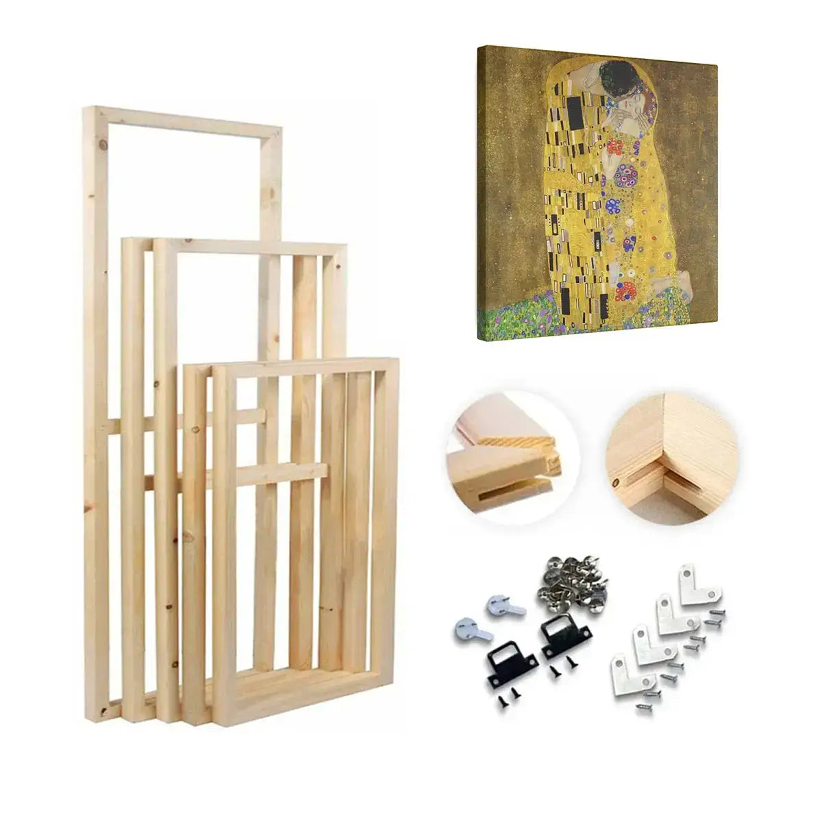 Professional DIY Wood Canvas Frame Kit with assembly components