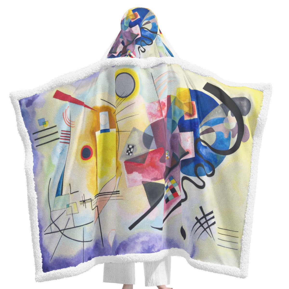 Colorful wearable blanket with hood