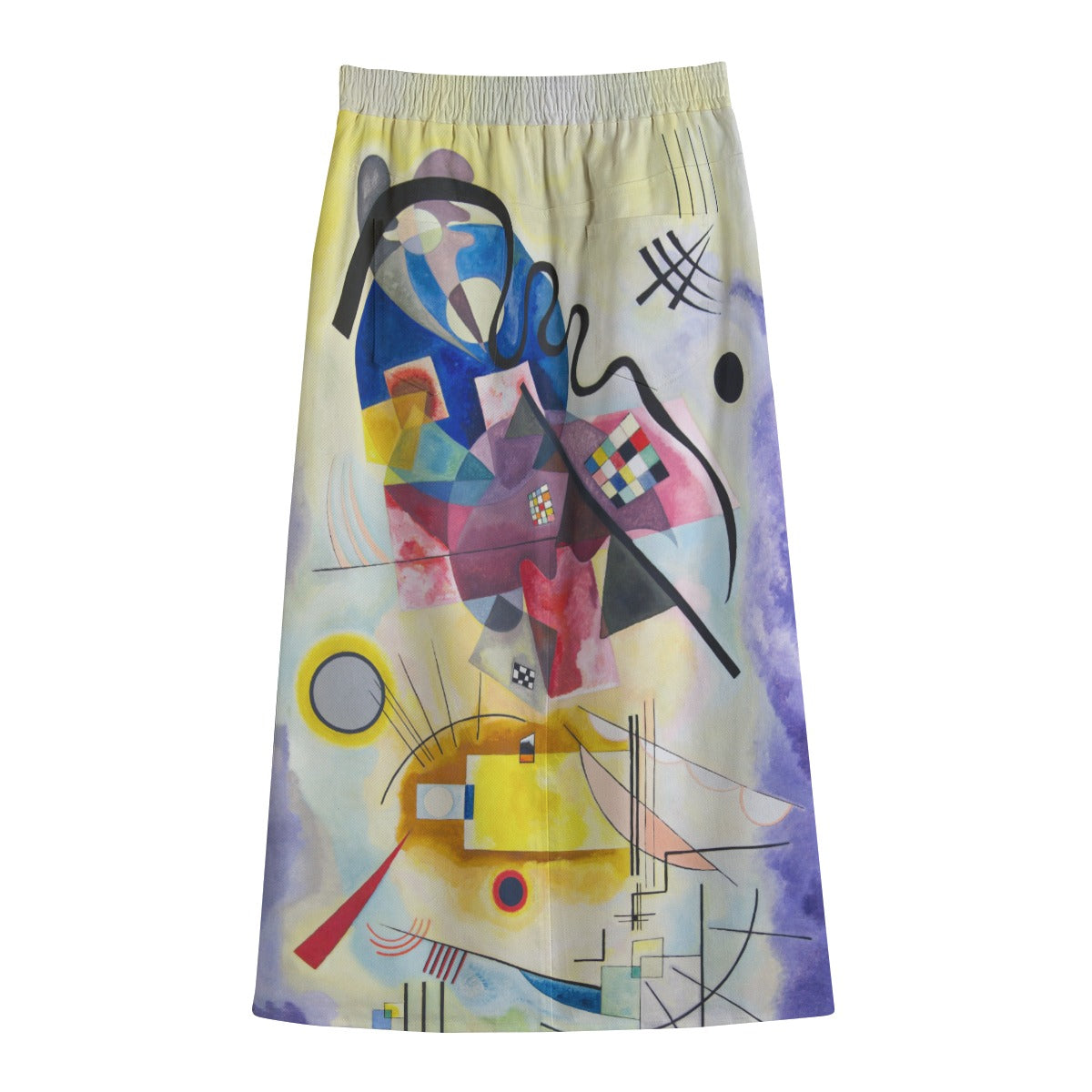 Vibrant women's midi skirt with artistic design