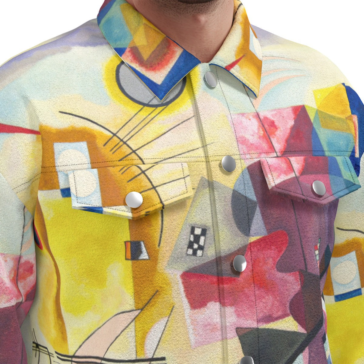 Colorful lapel jacket with abstract design