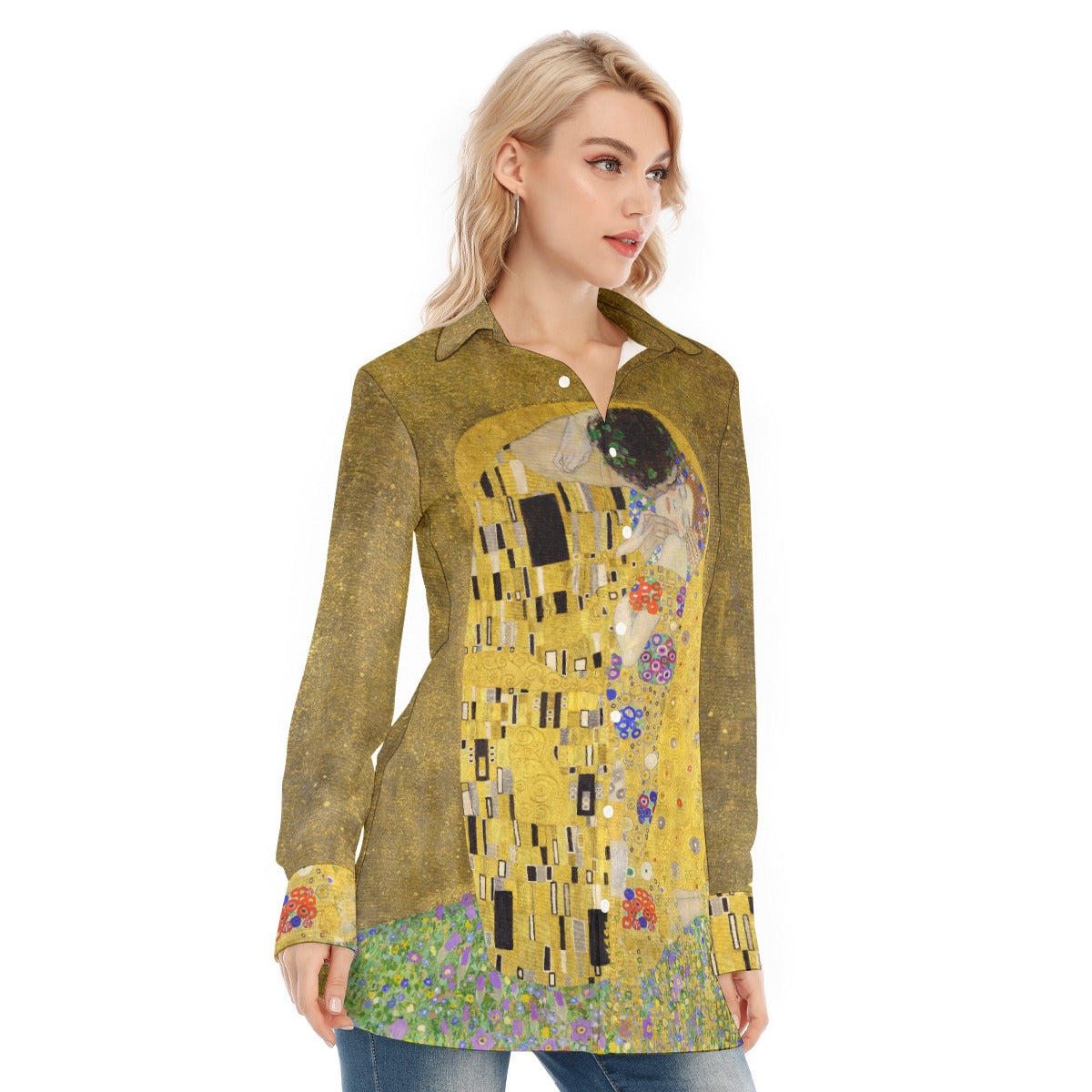 Trendy Long Sleeve Shirt with Klimt Art