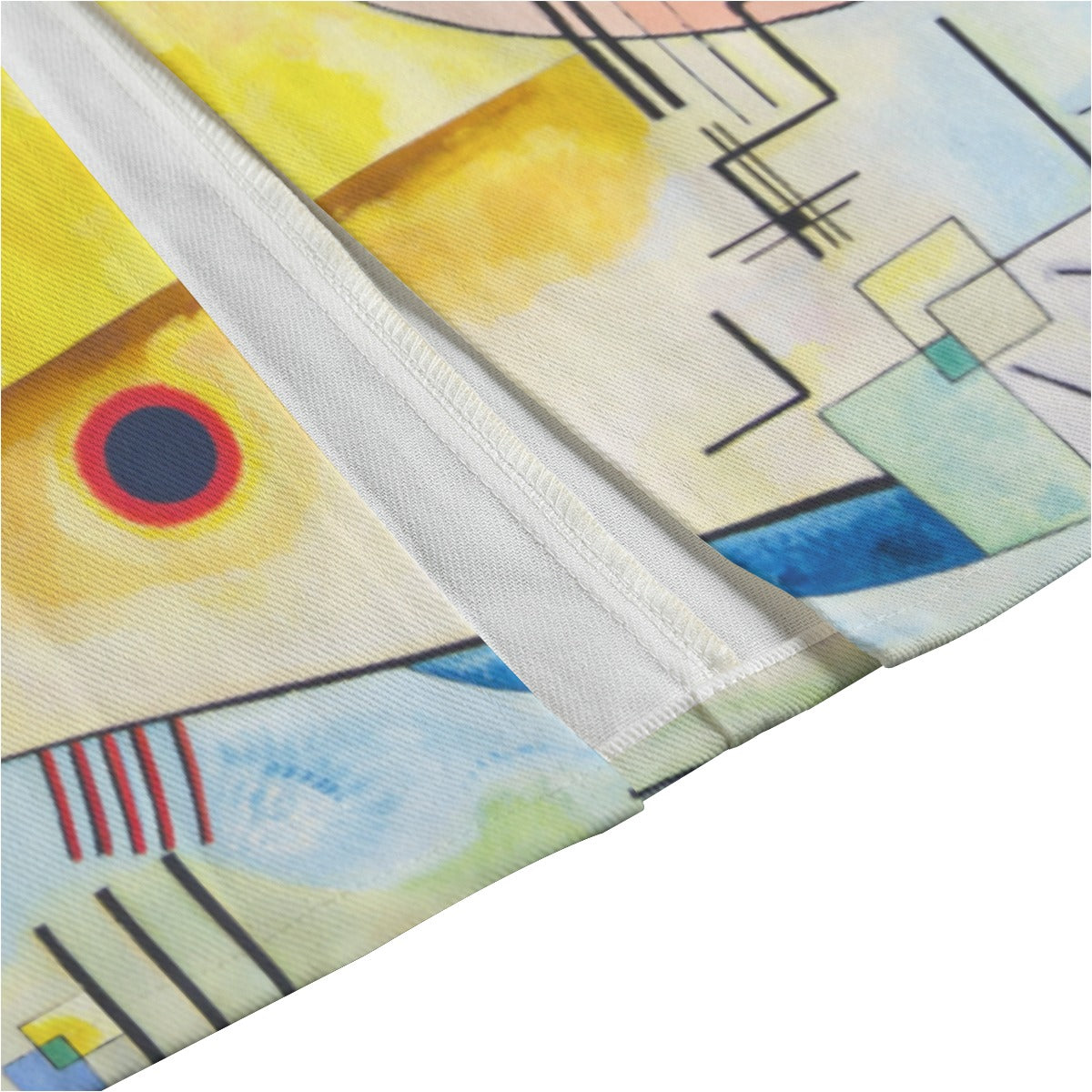 Detailed shot of colorful abstract print on skirt