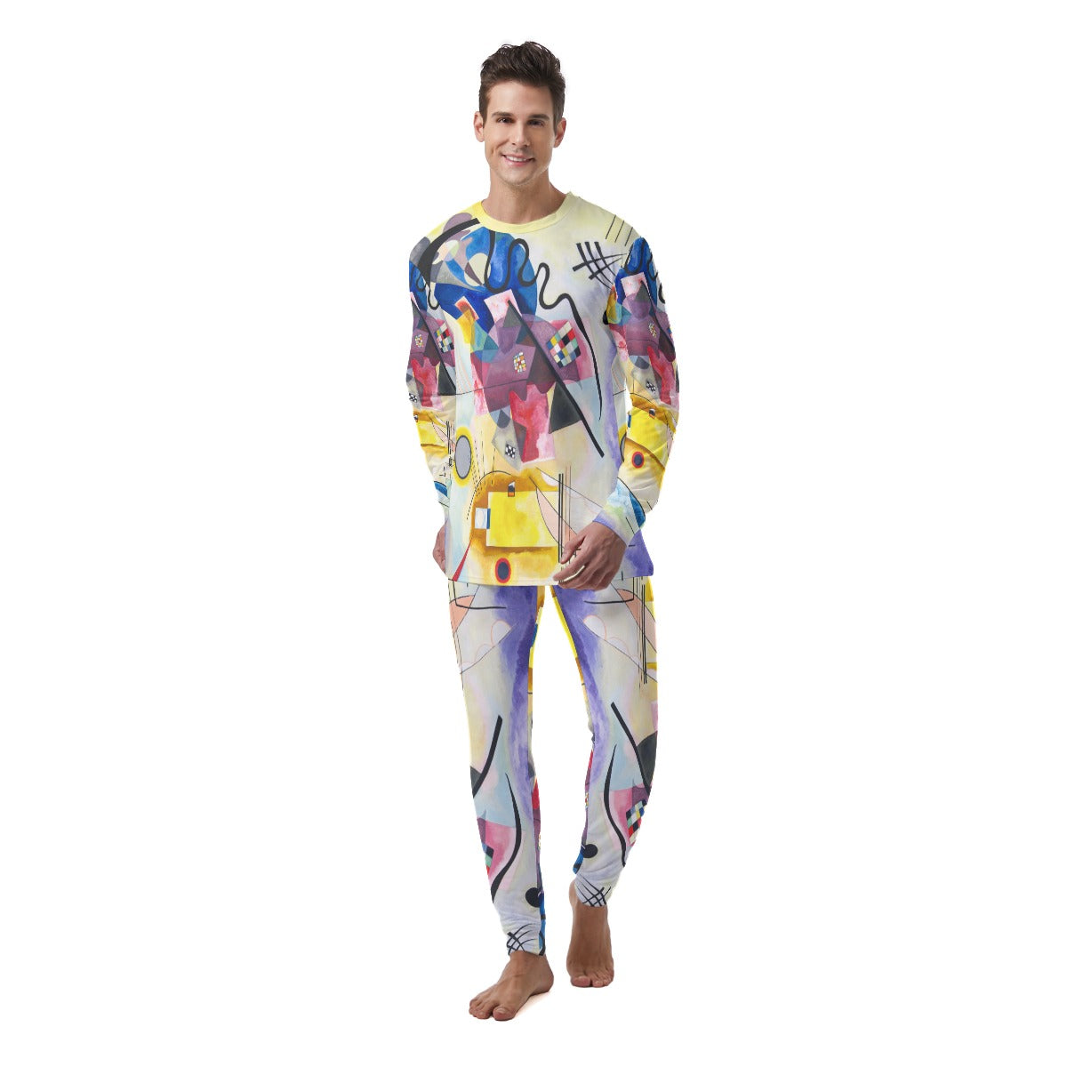 Wassily Kandinsky Yellow-Red-Blue Men's Pajamas - Front View