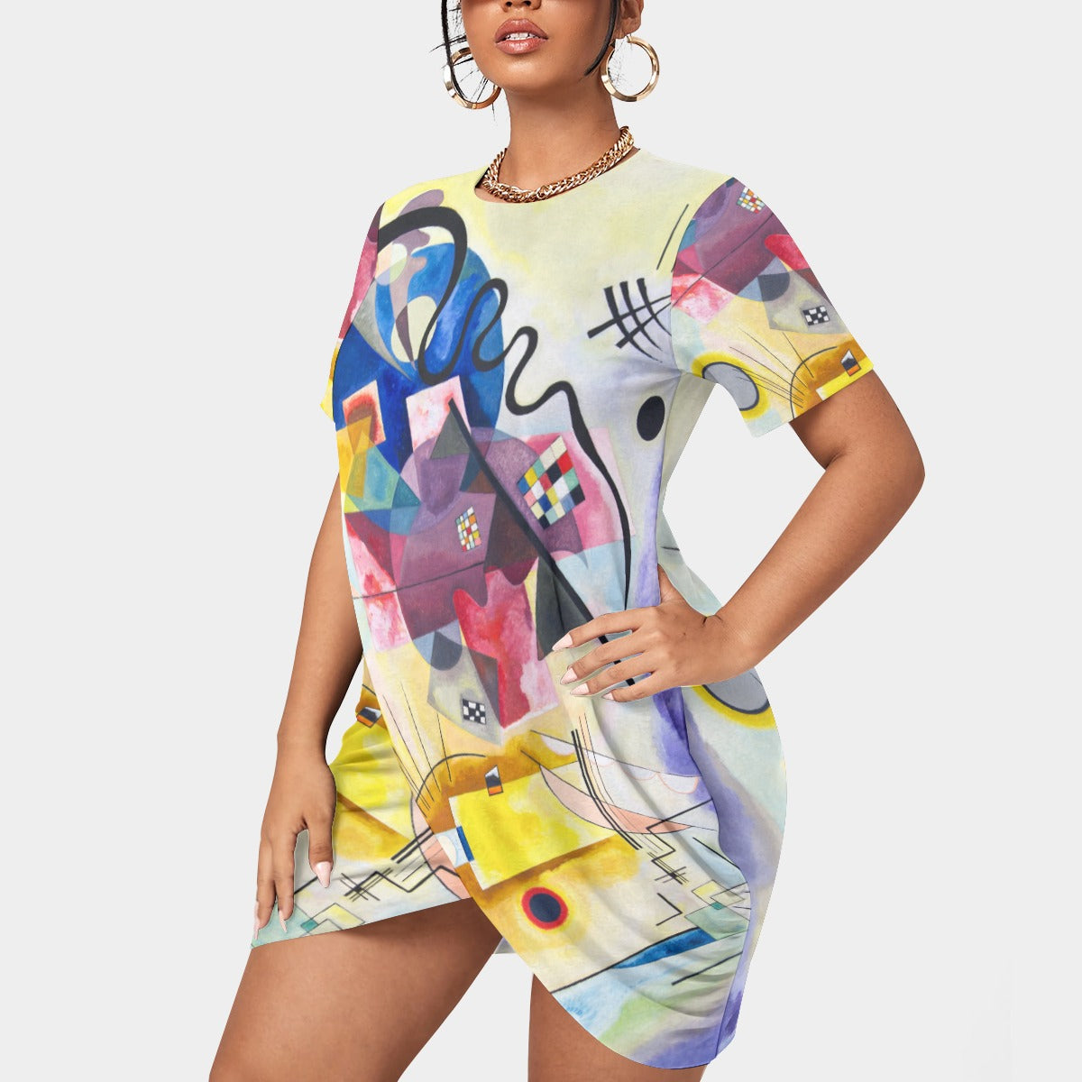 Vibrant women's dress with artistic flair and style