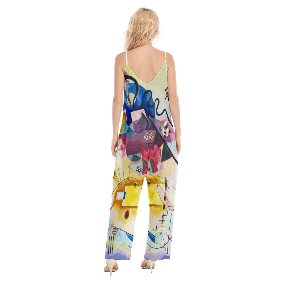 Women's loose cami jumpsuit in abstract design
