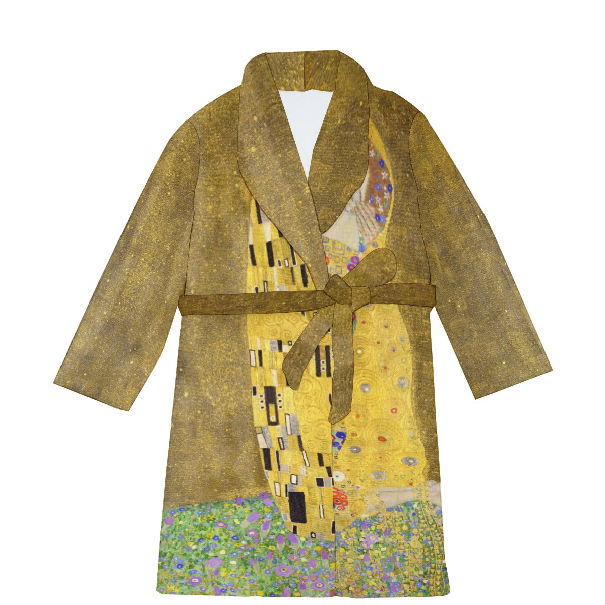 Gustav Klimt The Kiss Men's Borg Fleece Robe - Front View