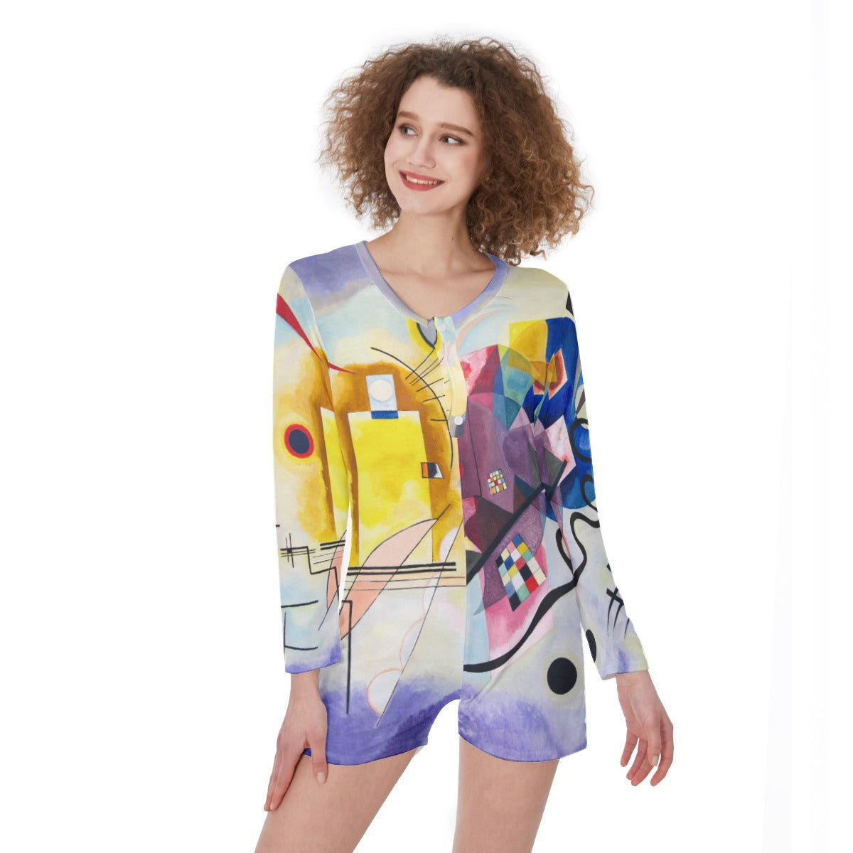 Wassily Kandinsky Yellow-Red-Blue One-Piece Women's Pajamas