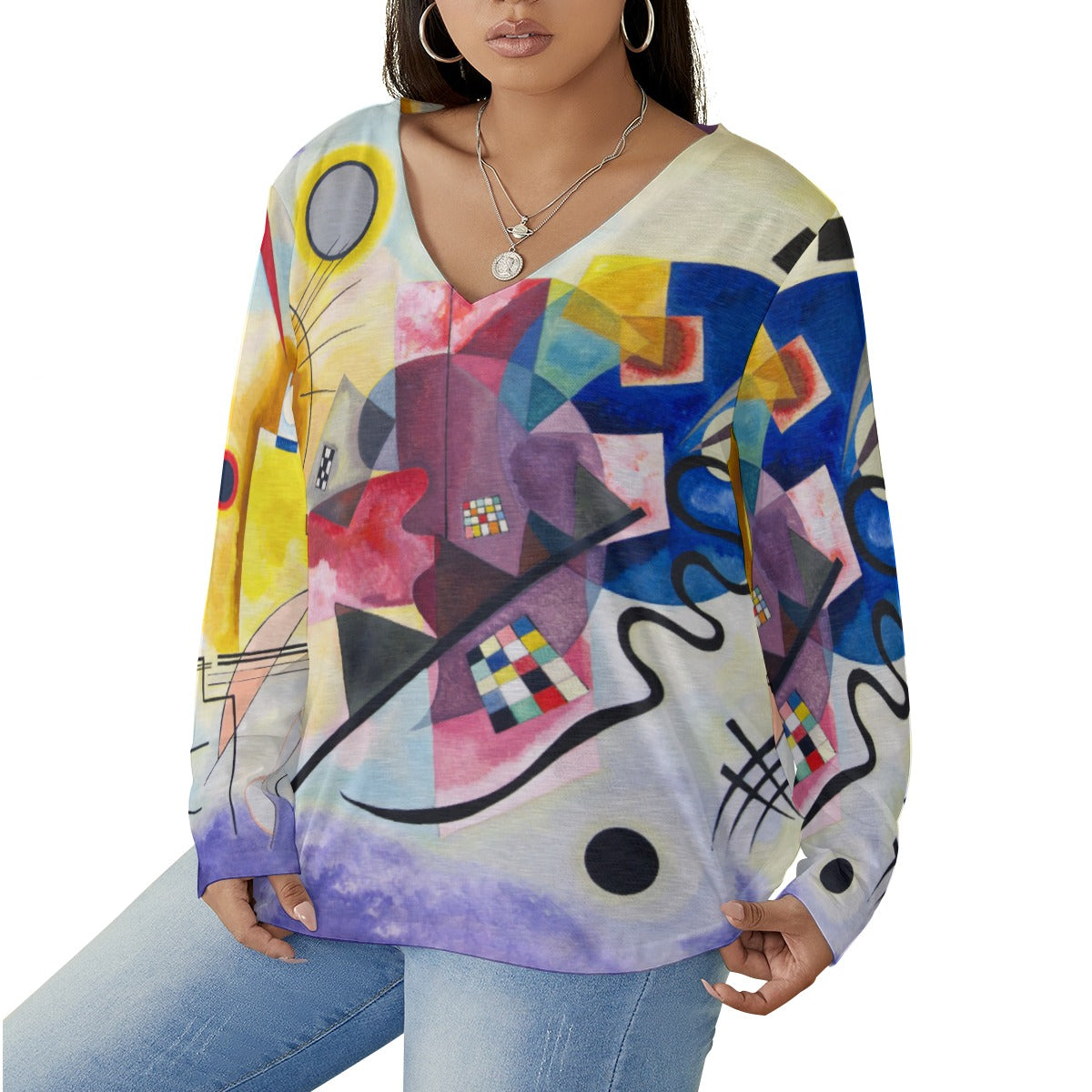 Colorful curved hem shirt for women